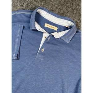 Tommy Bahama Polo Shirt Men Large Blue Pullover‎ SS Extra Soft Vacation Modal